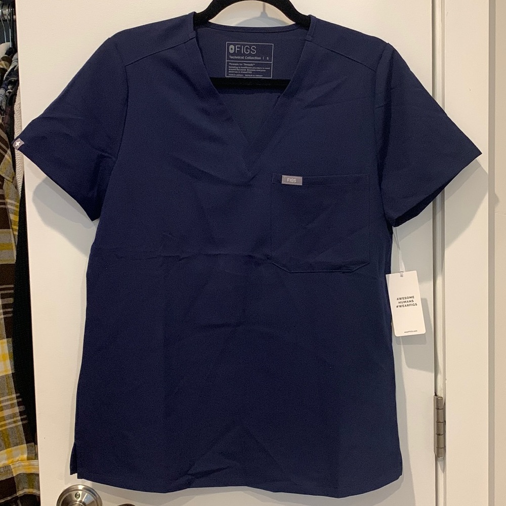 New with tags Figs navy scrub top